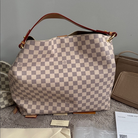 Louis Vuitton LV Canvas Graceful PM Damier Azur handbag dust bag tags organizer - Picture 4 of 11